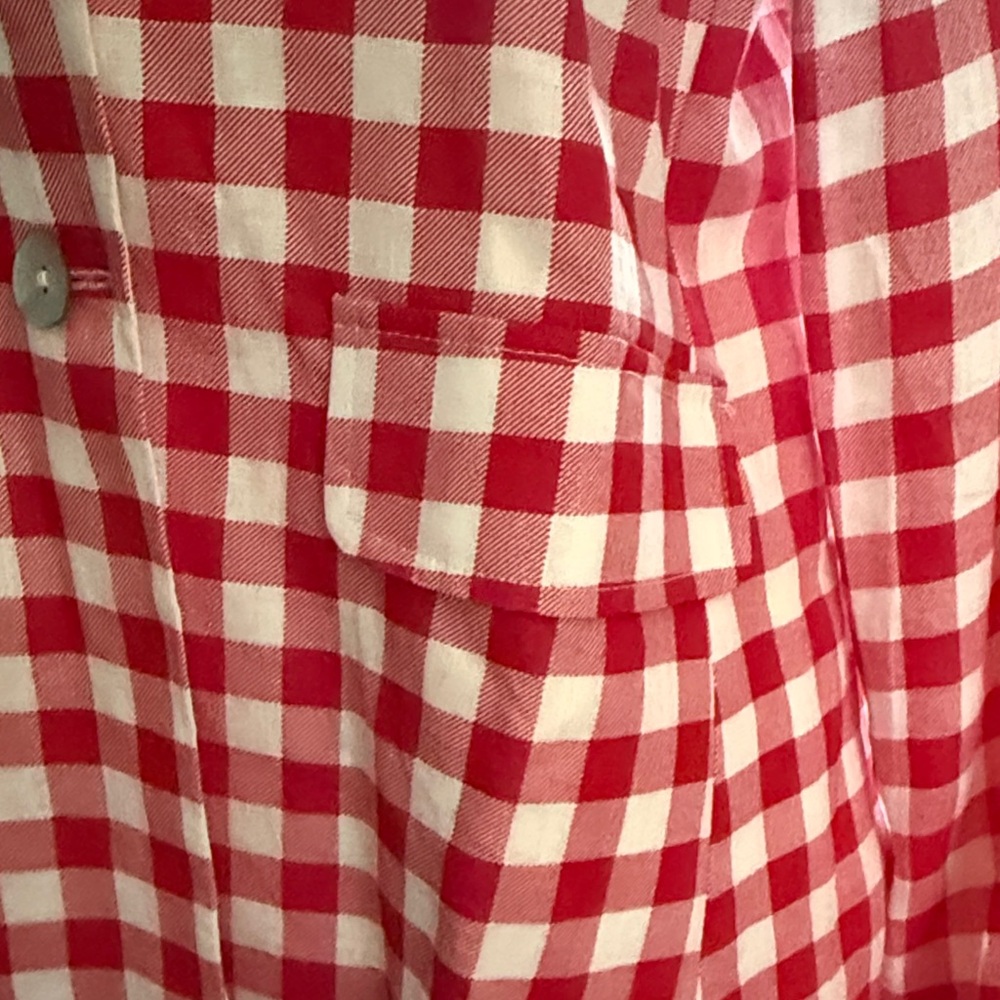 Red and White Checkered Women's Jacket - Picture 2 of 4